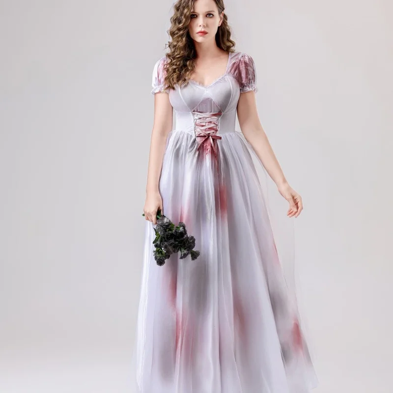 

Взрослый женский Хэллоуин косплей призрак невесты Dr eup Ball сценический ретро костюм для выступлений Новое поступление весенний сезон