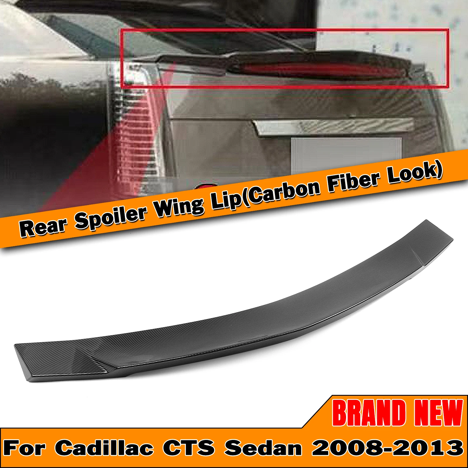 

Rear Trunk Spoiler Lip Wing For Cadillac CTS 2008-2013 Sedan 4 Door Carbon Fiber Look/Gloss Black Car Tailgate Splitter Trim