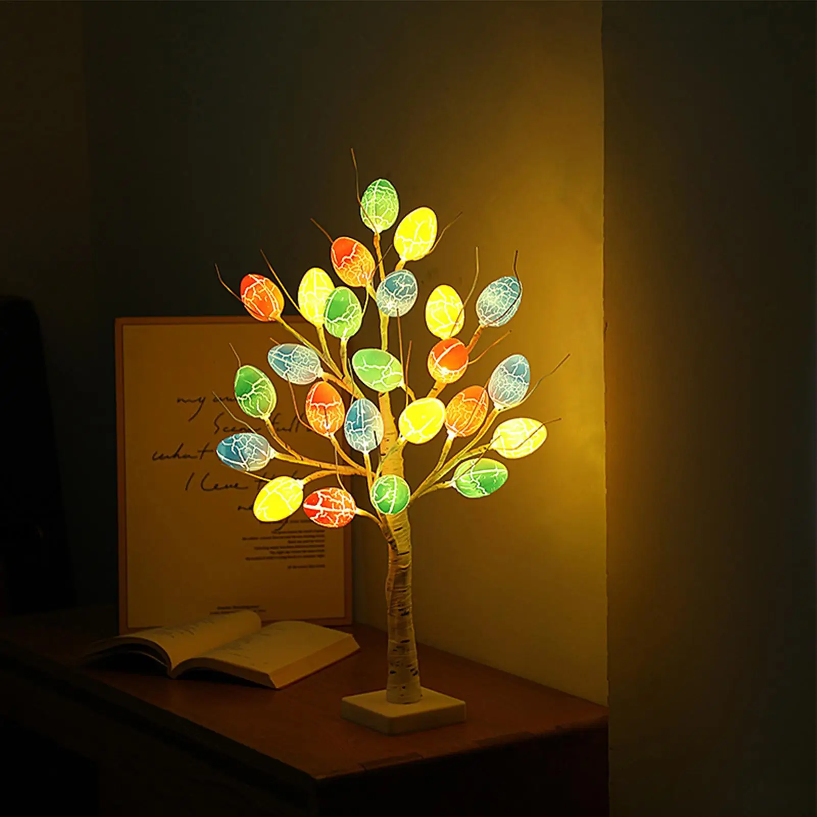 Easter Lighted Tree LED Bendable Branches Centerpiece 23.6in Battery And USB Powered Easter Egg Table Centerpiece For Nursery