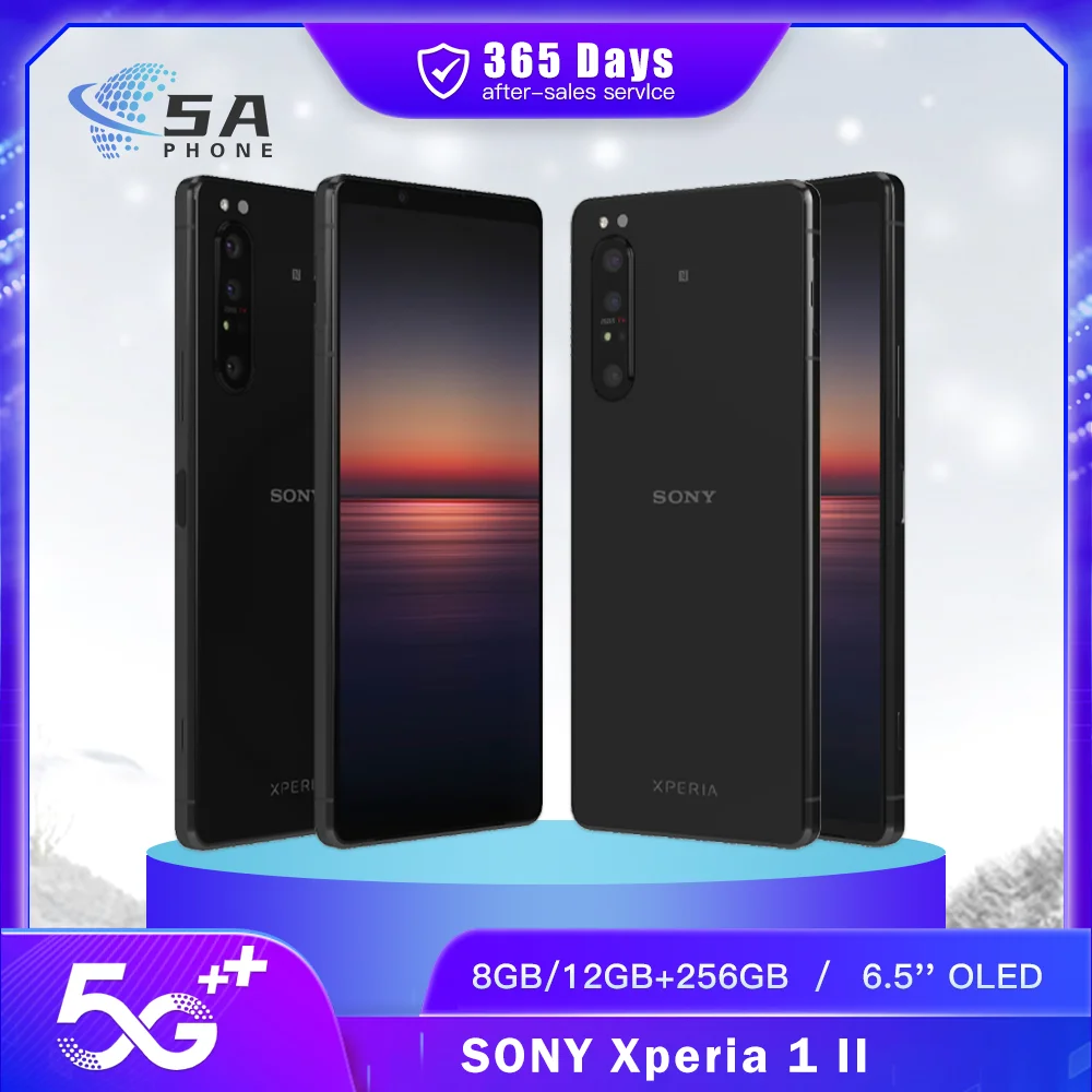 Original Sony Xperia 1 II 1ii XQ-AT51 XQ-AT52 5G Mobile 8GB RAM 128/256GB ROM NFC 12MP 6.5'' Snapdragon 865 Octa Core SmartPhone