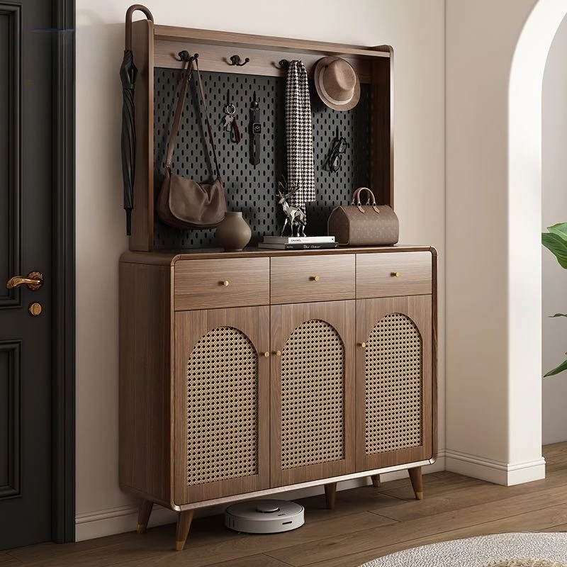 Home entrance door shoe cabinet living room storage cabinet small apartment with perforated board