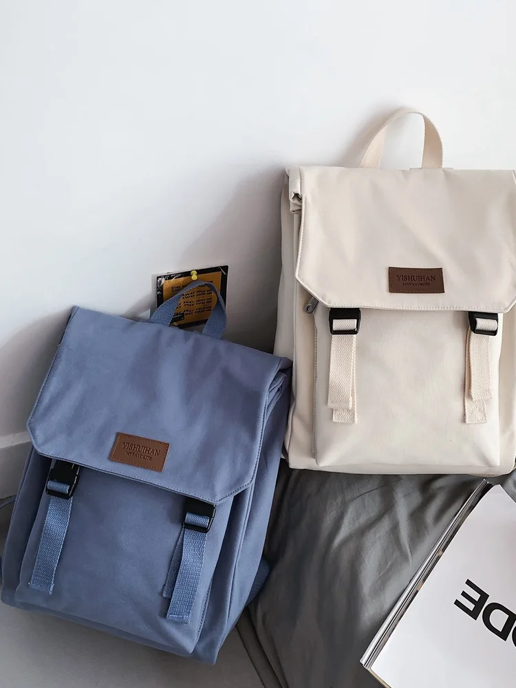 Mochila escolar de lona para estudiantes unisex, bolso de hombro minimalista versátil informal, tendencia de gran capacidad, bolsa de computadora de