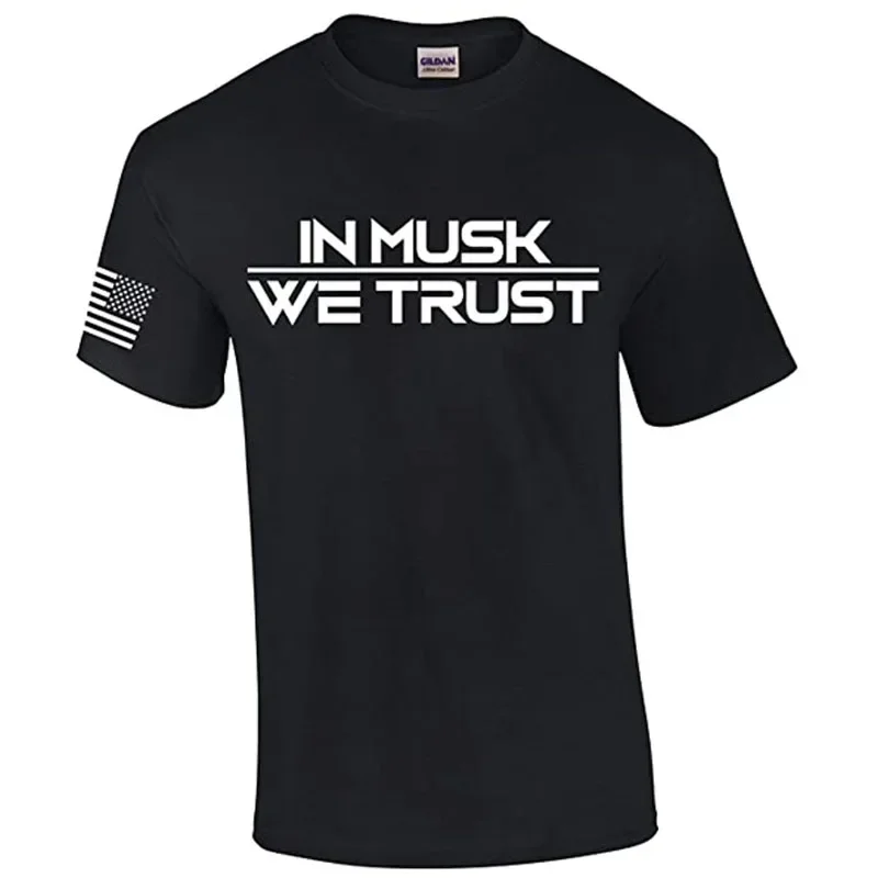 In Musk We Trust Elon Funny Men\'s Short Sleeve T-Shirt Sayings Quote Graphic Tee Casual Tops Summer Fashion Inspiring Clothes