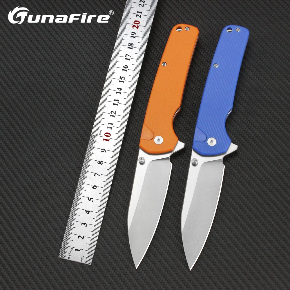 Tunafire NEW Folding Knife D2 Blade G10 Handle EDC Pocket Knife for Camping Hiking Hunting Survival Outdoor Tool Knives TF0033