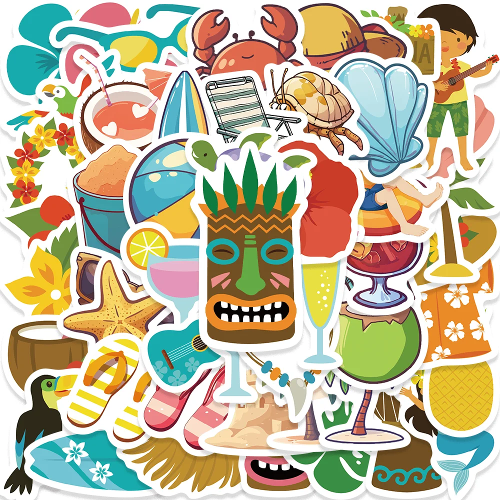 50pcs Cartoon Roman Summer Stickers Beach Holiday Sticker Notebook Laptop Icebox Scarpbook Pop Style Waterproof Vinyl Decal