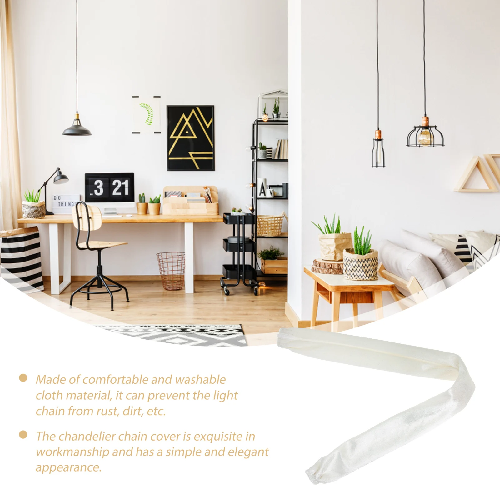 

Zipper Cloth Cover Lamp Chain Guard Fabric Sleeve Protector Hanging Light Concealer Chandelier Chains Cord Rust Proof Washable
