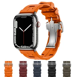 Silicone Strap For Apple Watch ultra2 Band 49mm 38/40/41/42/44/45/46mm Kilim Single Tour Hermes bracelet iwatch serie 9876543 10