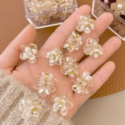 5pcs Camellia Hair Clip Mini Transparent Flower Bangs Grip Clips Women Braid Hairpin Romantic Sweet Cute Girl Hair Claw Headwear