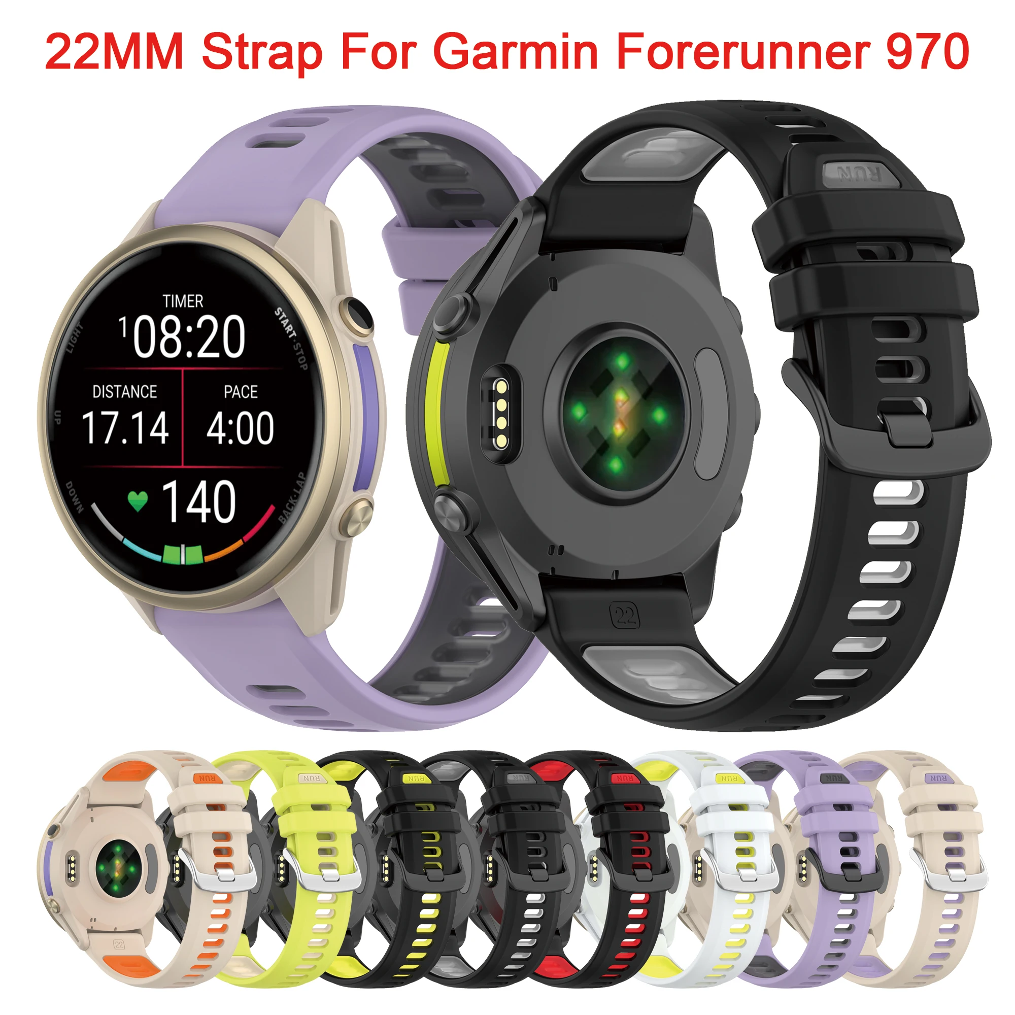 

Силиконовый ремешок для часов 22 мм для Garmin Forerunner 970 955 965 945 935 745 265, аксессуары для ремешка для часов, браслет Correa