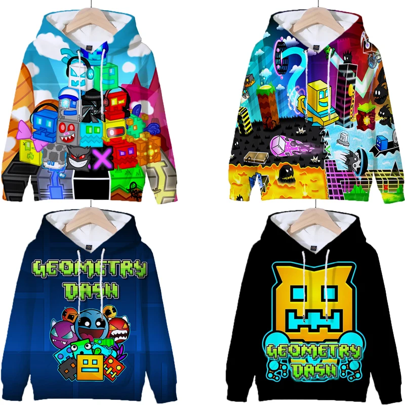 Game Geometry Dash 3d Print Hoodies Children Cartoon Sweatshirts Harajuku Kids Tops Boys Girls Long Sleeve Pullovers Sudadera