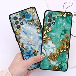 Flower Marble Phone Case for Samsung Galaxy A55 A54 A53 A52 A51 A13 A12 A35 A34 A33 A32 A71 A23 A21s Matte