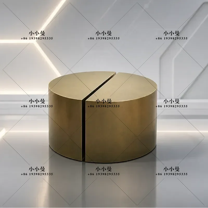 New Chinese Light Luxury Semi Round Combination Coffee Table Hand Pasted Gold Foil Hotel Clubhouse Model Room Soft Decoration