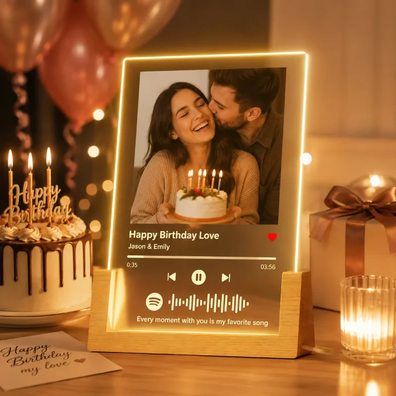 Custom Spotify Music Plaque Gifts For Anniversary Personalized Acrylic Photo Frame Lamp Couple Birthday Wedding Gifts For Lover