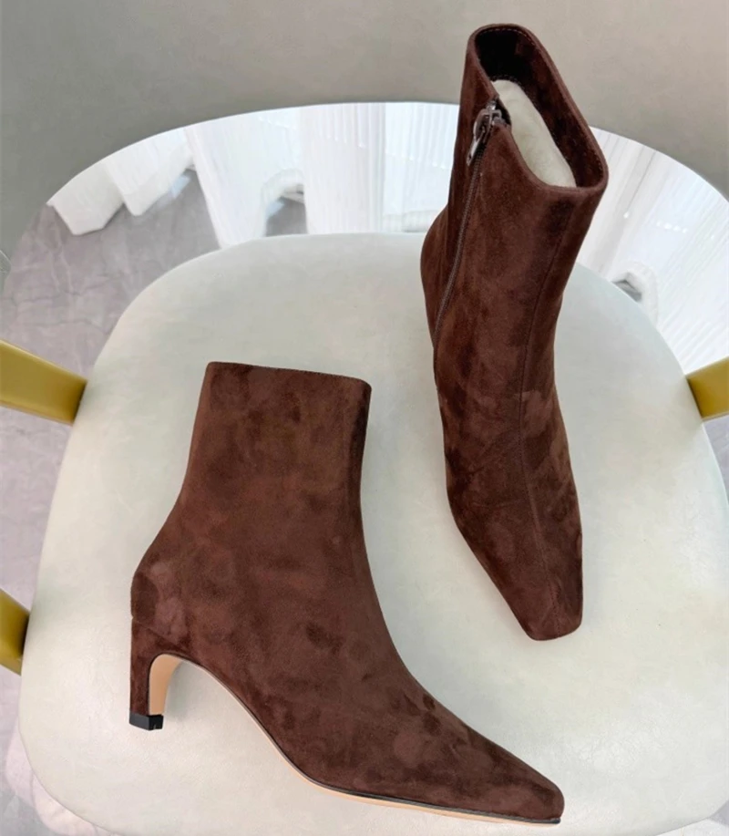 MORAZORA حجم 34-42 جديد طبيعة الصوف أحذية الشتاء الدافئة النساء جلد الغزال عالية الكعب سستة الثلوج الأحذية موضة حذاء من الجلد الأحذية