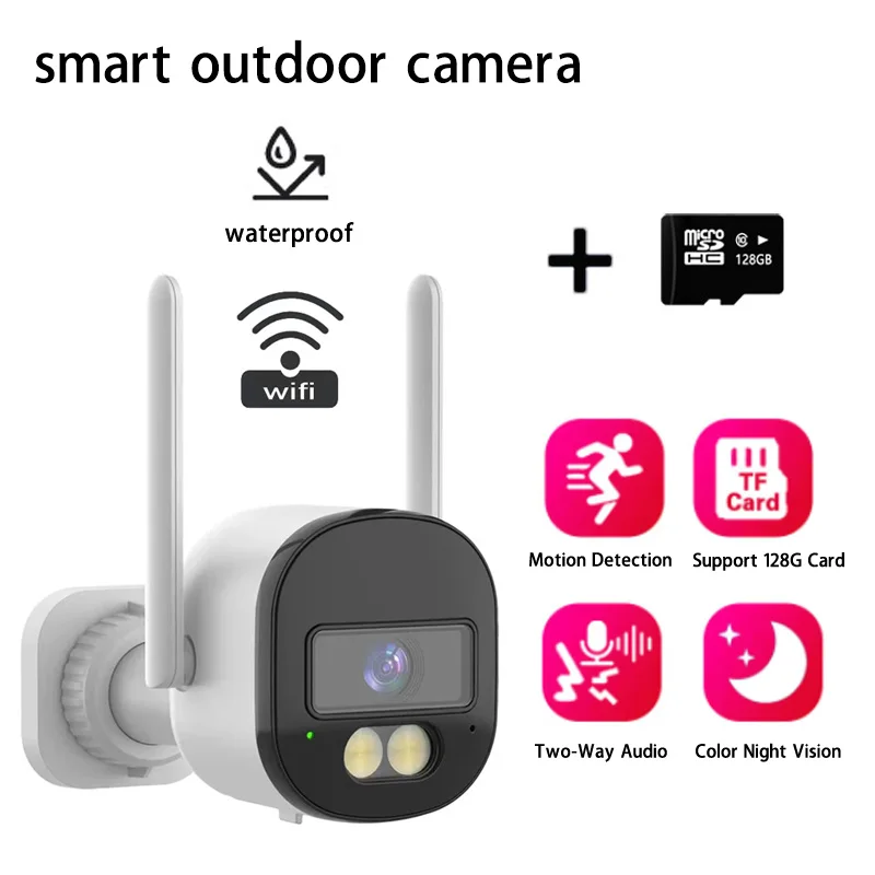 

4MP WiFi Smart Outdoor Camera Waterproof With 128GB TF Card CCTV Dome Camera Wireless P2P Wired Audio Record Security Protection