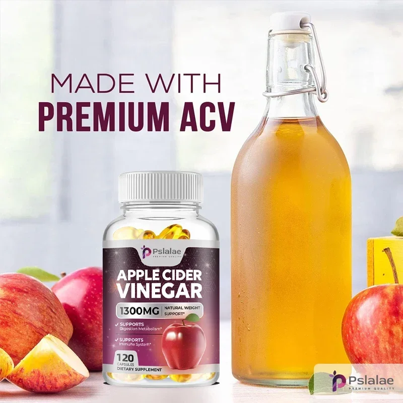 Apple Cider Vinegar Capsules - for Detoxification and Cleansing, Supporting Weight Management