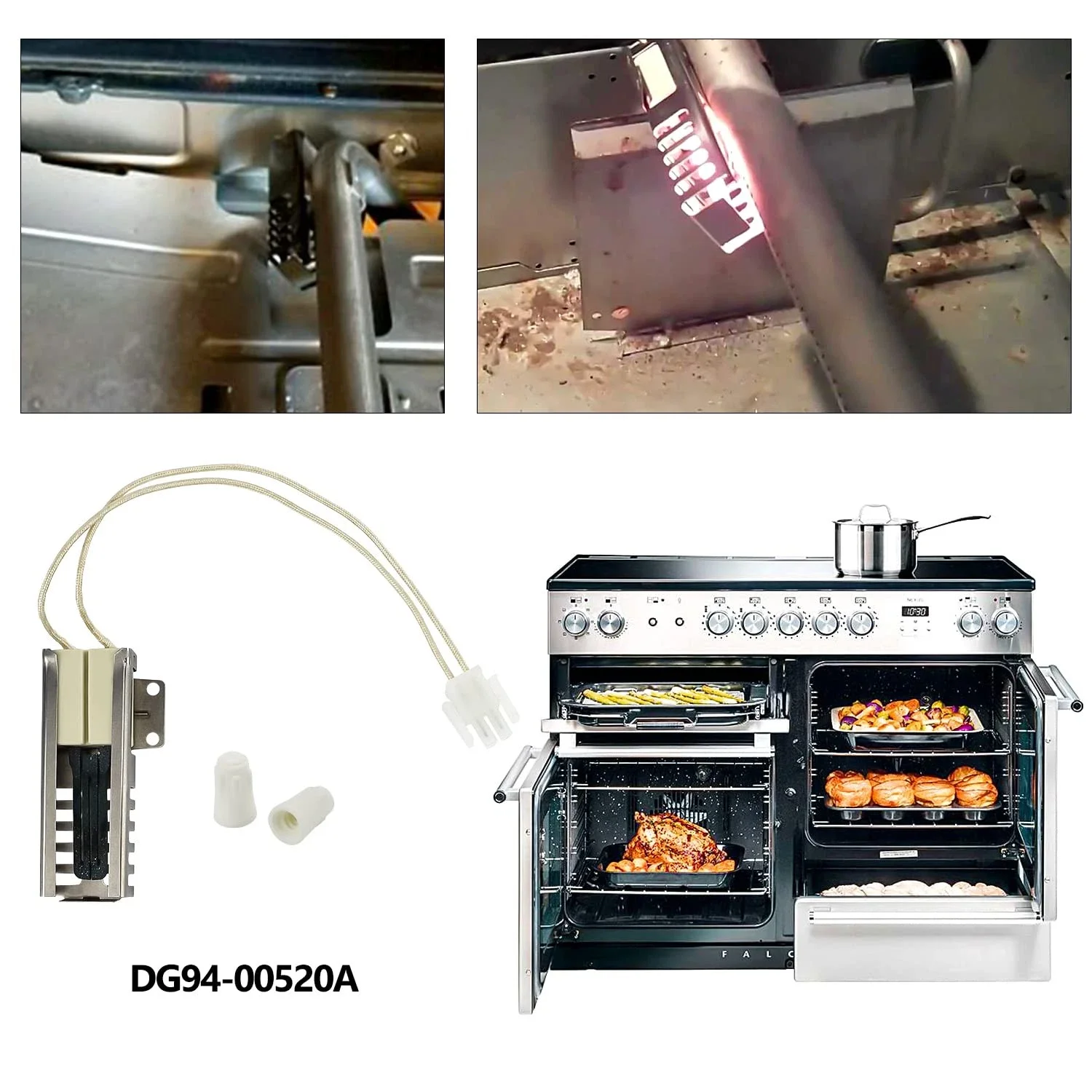 Gas Oven Igniter Replacement DG94-00520A for Samsung Nx58h5600ss Nx58h9500ws Nx58f5500ss Replaces 2692271 AP5577941 EAP4241428