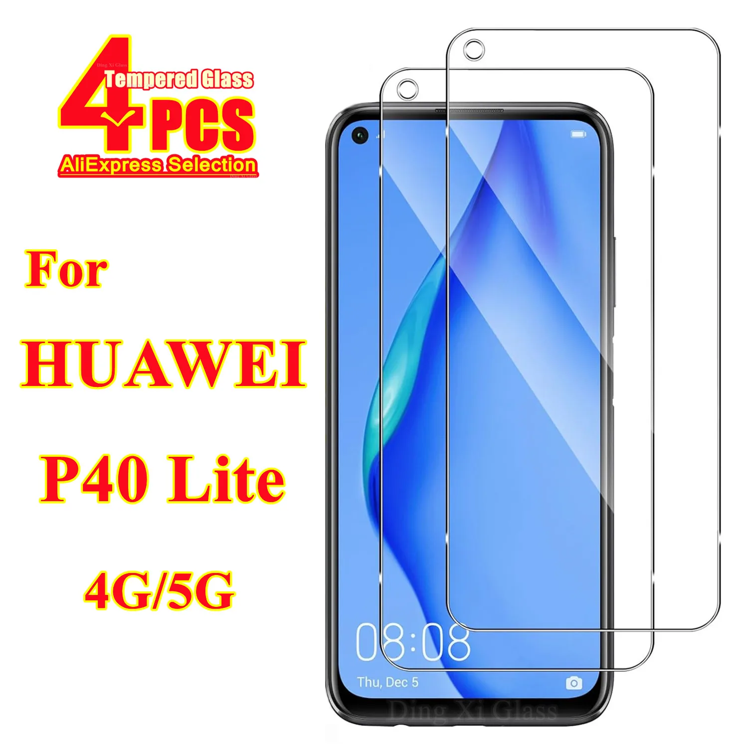 1/4 piece For Huawei P40 Lite (4G-5G)  high-definition tempered film HD+high-quality tempered glass screen protector glass film