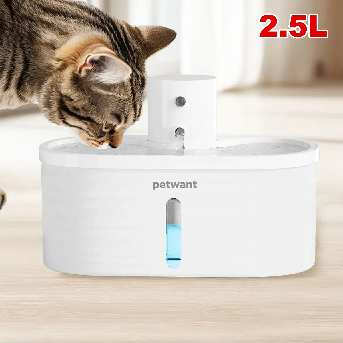 

2.5L Wireless Cat Fountain Filters with Sensor Remote Timing Auto Feeder Drinker Bowls Rechargeable Water Fountain Cat Supplies