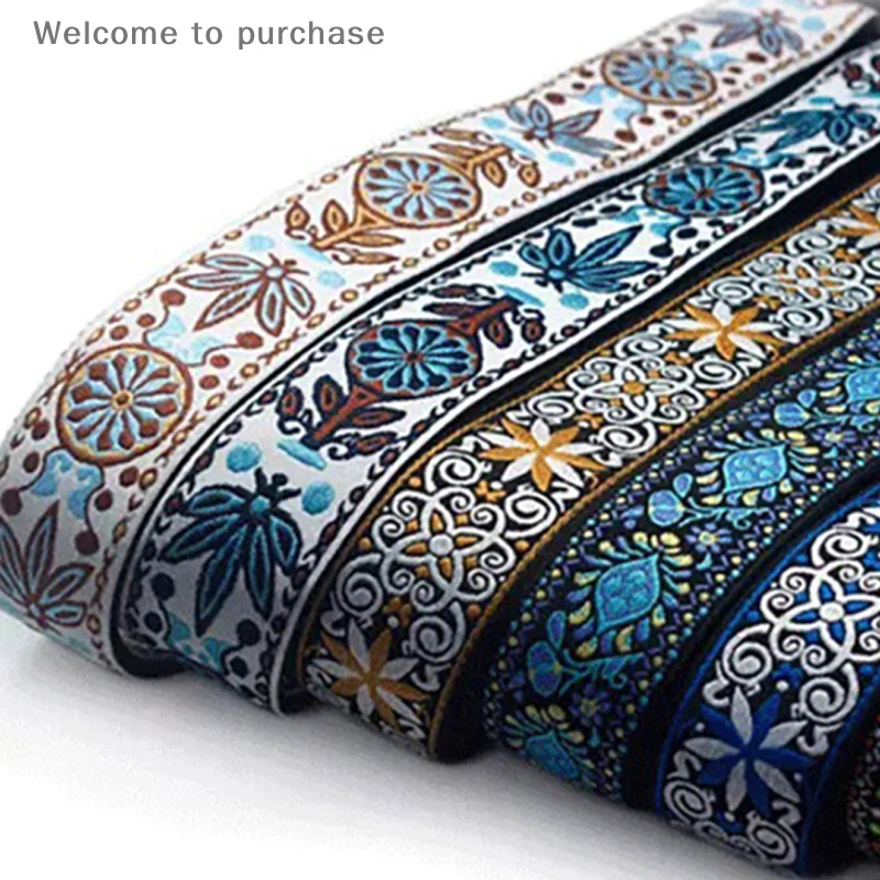 For Folk Electric Guitar Bass Ukulele Guitar Accessories Embroidered Print Guitar Strap Vintage Ethnic Style Adjustable Strap