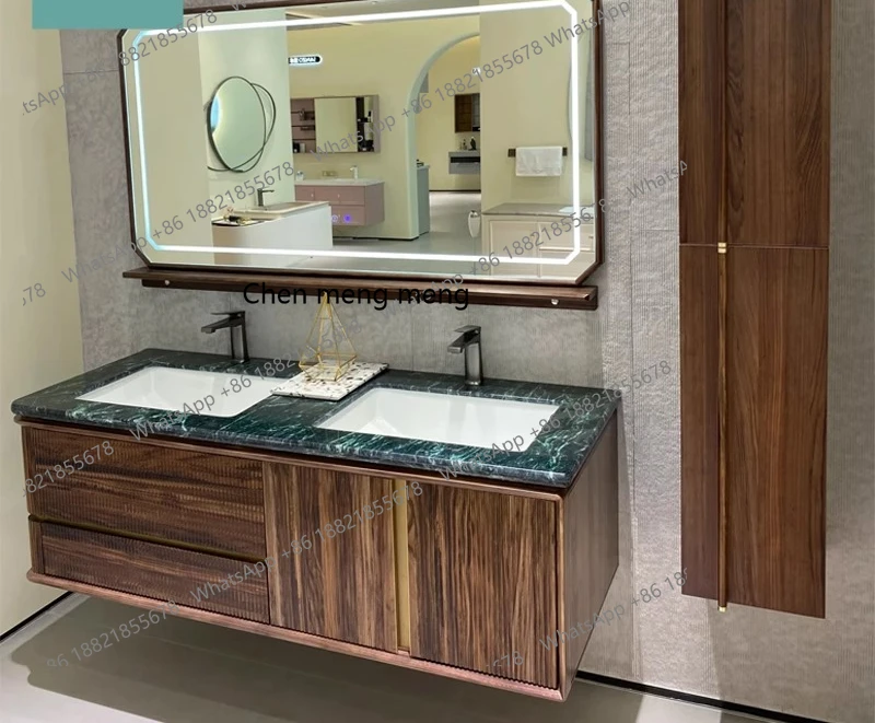 

Shopping mall luxury stone bathroom cabinet combination bathroom wash hand basin solid wood baking paint customization