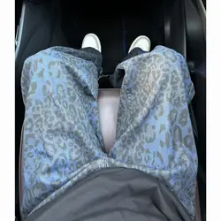 Men Loose Wide Leg Leopard Graphic Jeans Male Classic American Vintage Denim Pants Youth Popular Daily Streetwear Denim Trousers