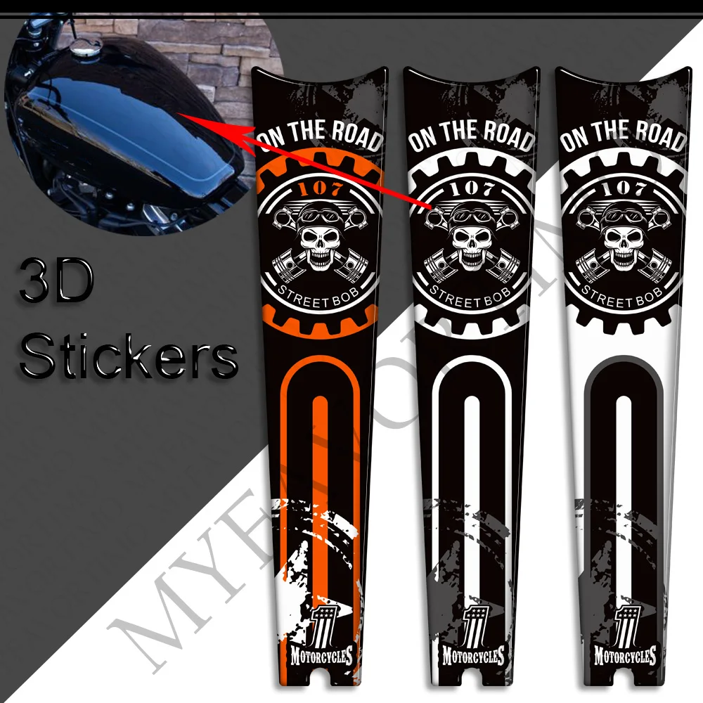 Motorcycle For Harley Davidson Street Bob FXBB 107 M8 Tank Knee Pad Decals Protector Side Grips Gas Fuel Oil Kit Stickers