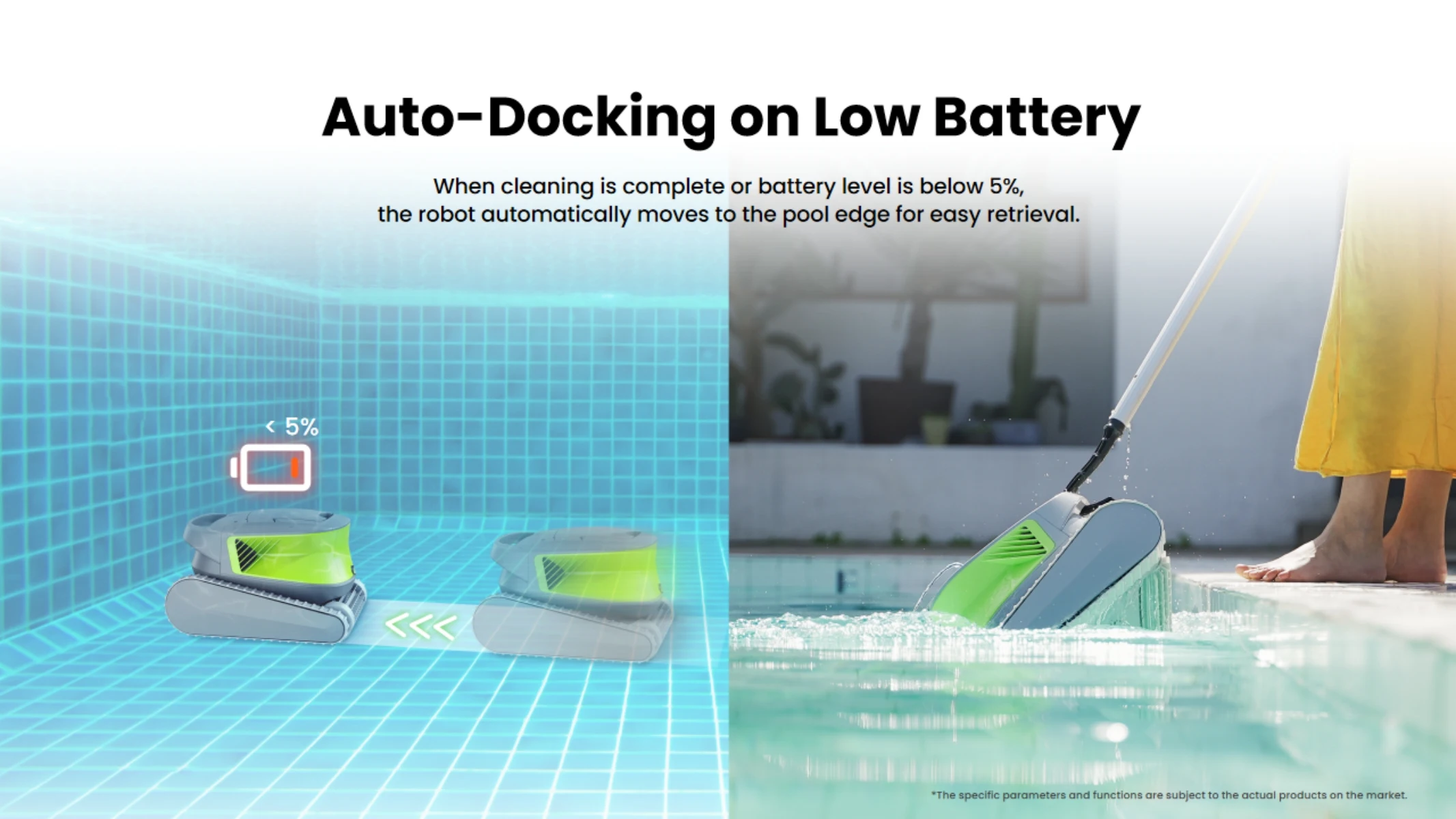 Беспроводной очиститель бассейна, умная поддержка навигации, приложение Bluetooth, 300 минут, автоматическая док-станция, ручная стена, пол, уборка водяной линии, робот для бассейна