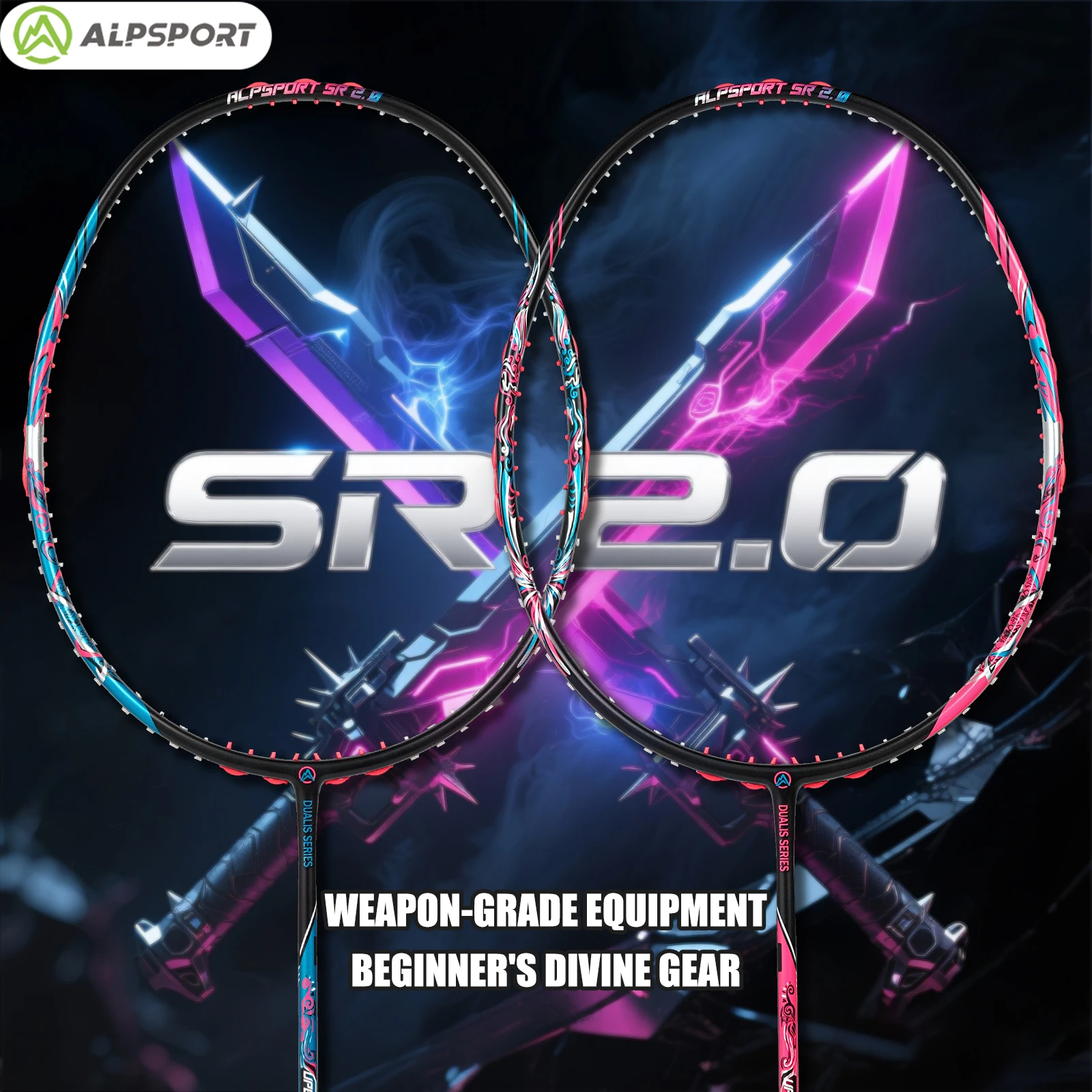

ALP SR2.0【Dual Color Racket】9U 54g T800 Full Carbon Badminton Racket G5 30LBS Ultra Light Offensive Training ALPSPORT