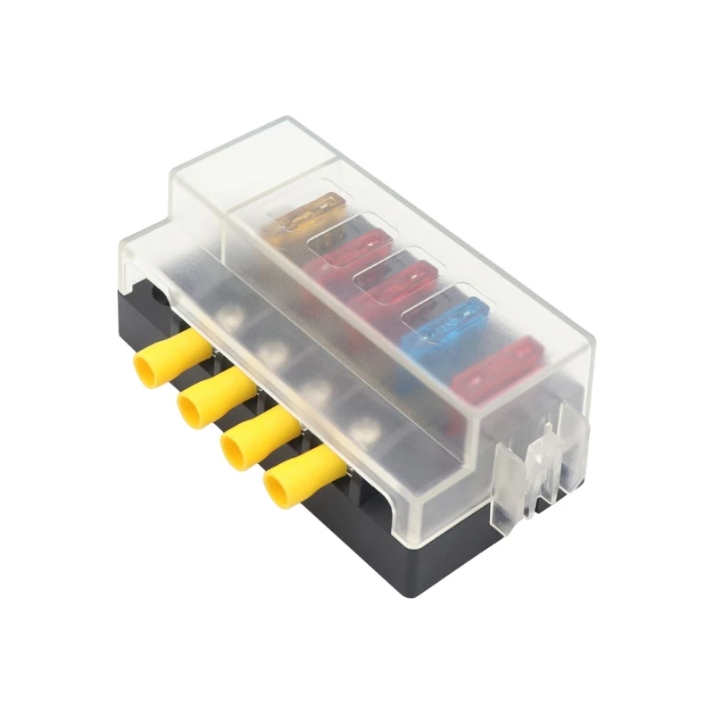 100A 4 Way Blade Fuses Block Fuses Box with Positive Power Inputs Negative Bus,4 Circuit Fuses Holder ATC/ATOFuses Block