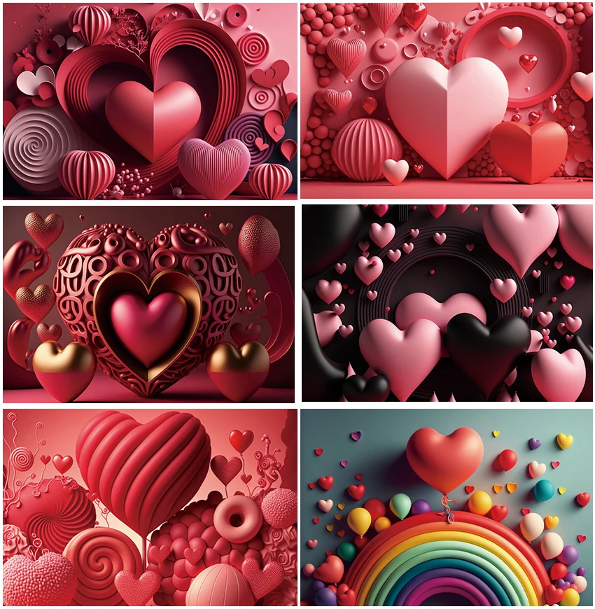 Red Love Heart 3d Shape For Valentine's Day Backdrops Bridal Shower Wedding Ceremony Decoration Rainbow Backgrounds Photocall