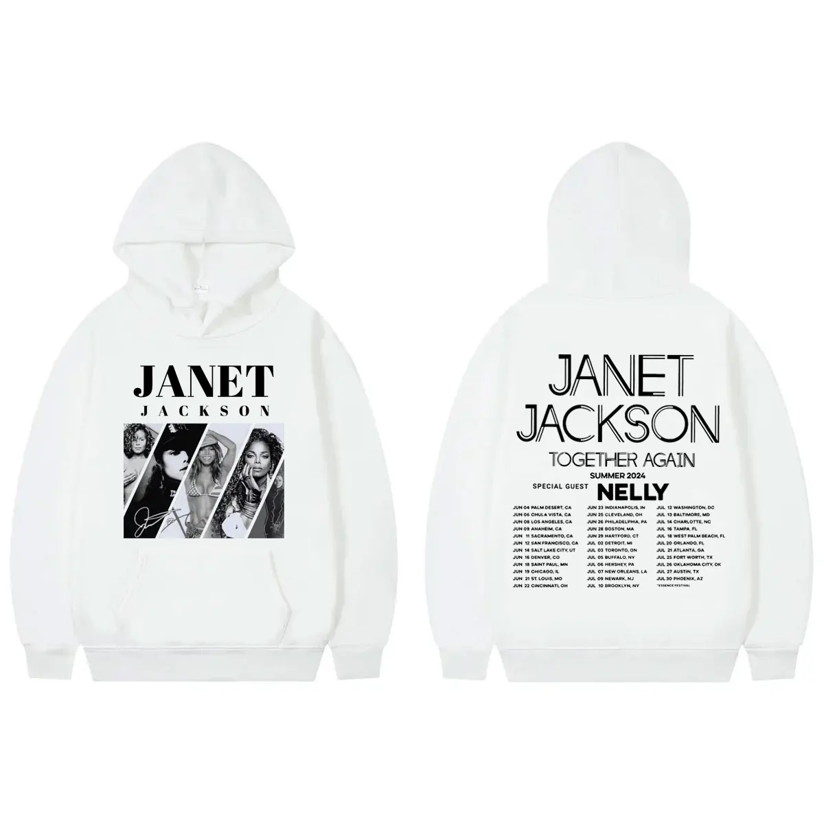 Janet Jackson Vintage Aesthetic Hoodie Together Again 2024 Tour Hooded Sweatshirts Men's Women's Fashion Rock Hip Hop Pullovers