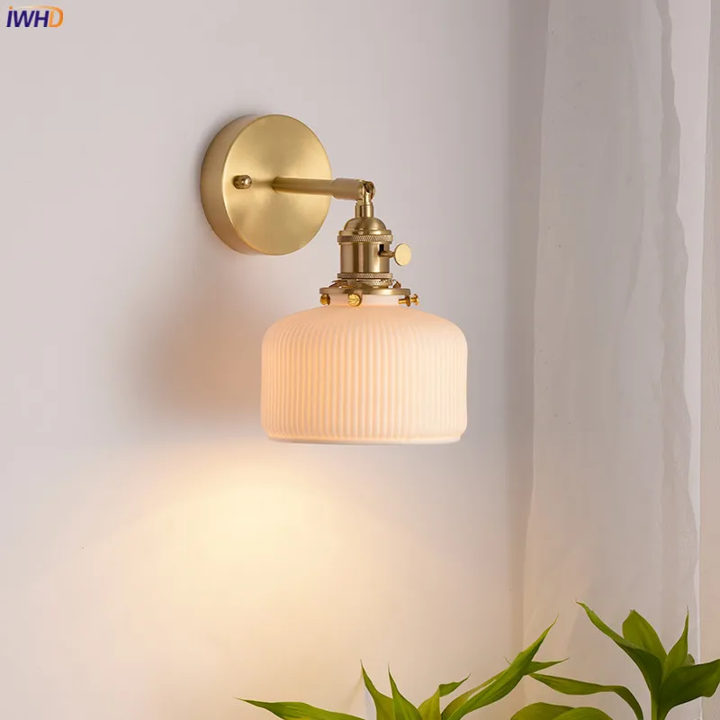 White Ceramic LED Wall Lights Fixtures For Home Lighting Bedroom Living Room Bathroom Mirror Copper Modern Wall Lamp Sconce