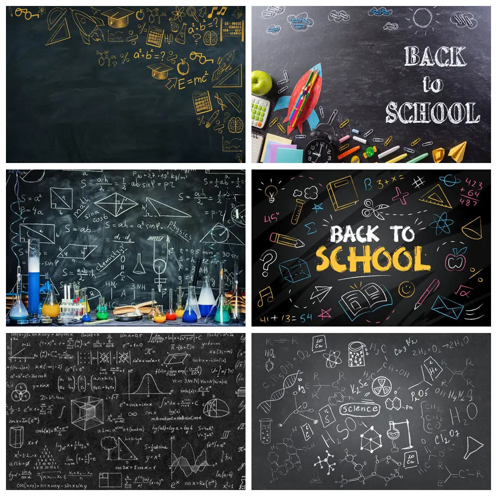 

Back To School Photography Backdrop Pencil Chalkboard Globe Book First Day of School Homecoming Background Decor Photo Studio