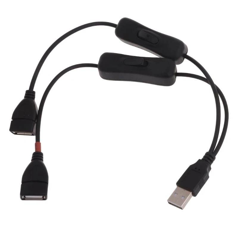  USB Extension Cable with Two Switches Male to Female Data Transfer Line for Mice