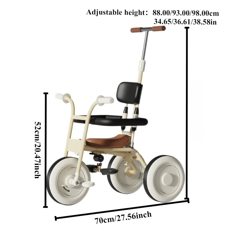 2 in 1 Kids Tricycle Lightweight Portable Folding Pedal Bicycle Stroller Trolley with Removable Guardrail Toy Stroller Boy Girl