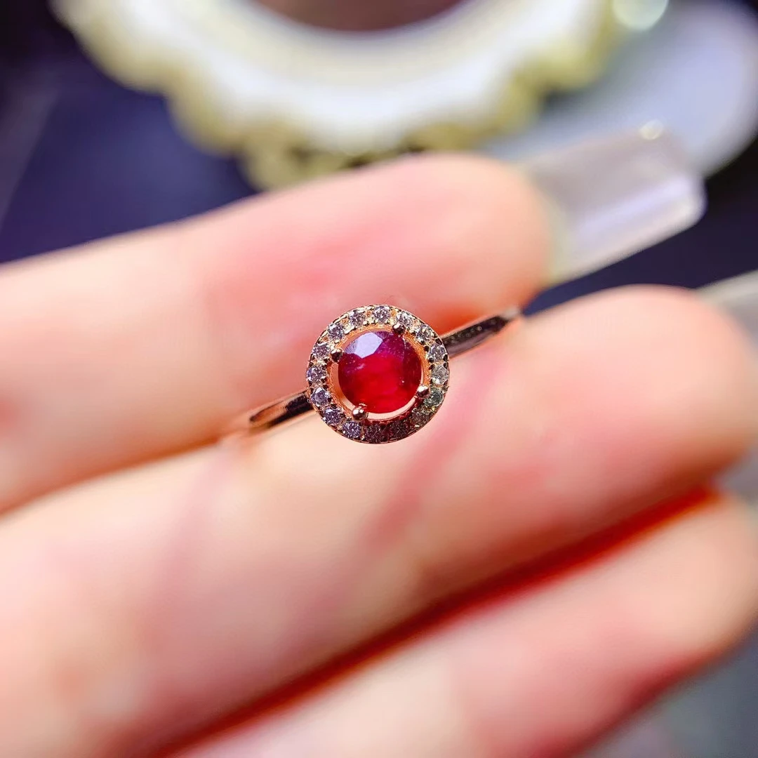 KJJEAXCMY Natural Ruby Women's Ring S925 Silver Electroplating Process Inlaid High Clarity Support Testing New Year's Gift
