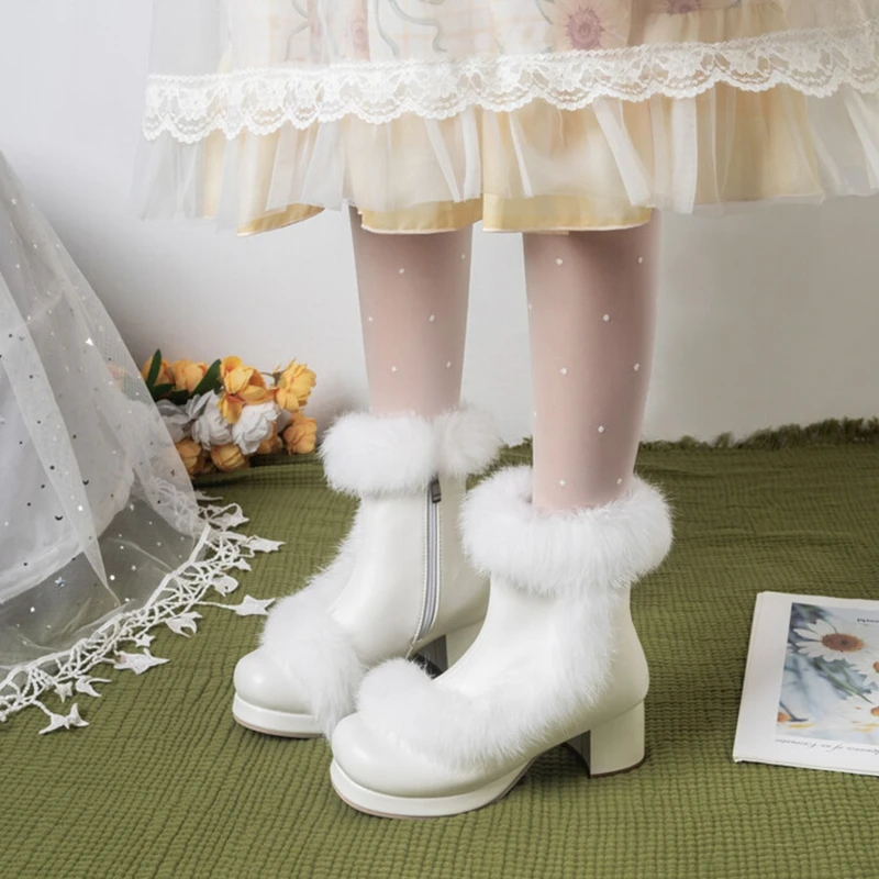 

SIMLOVEYO Весенне-осенние женские модные туфли с острым носком 5 см, милые зимние ботильоны на меху, блочный каблук, большой размер 48 US17 US12