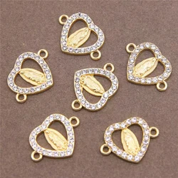 12 Pieces Love Virgin Mary Double Hole Pendant Suitable for DIY Bracelet Necklace Pendant Accessories