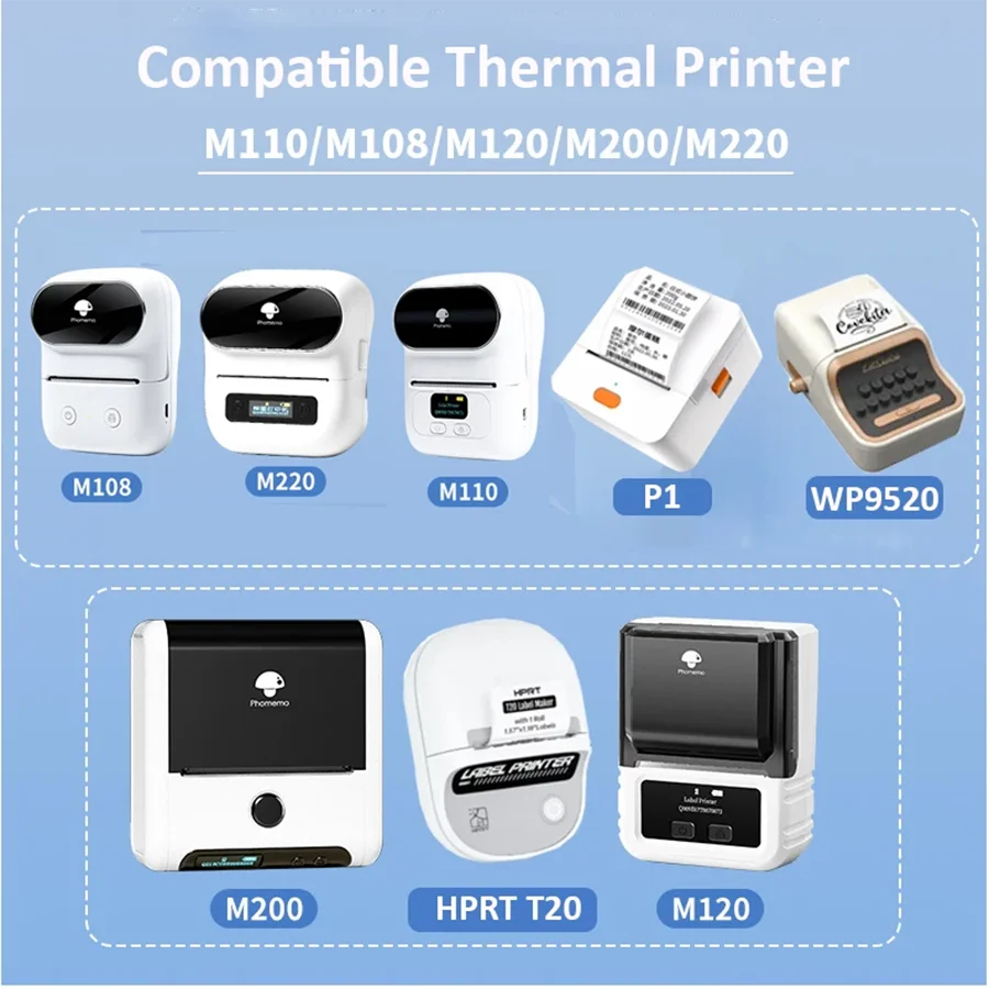 M110 Color Transparent Thermal Adhesive Label Roll,suit for phomemo M110/M200/M120/M220 E210 P50 DETONG P1