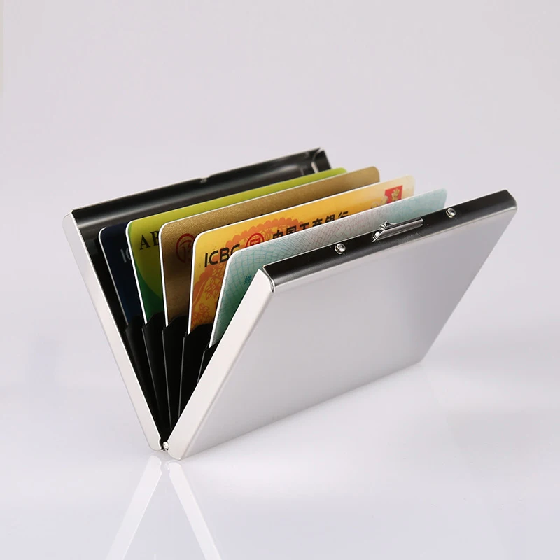 Fashion Aluminum Antimagnetic Card Holder Women Men Metal Credit Card Business Card Holders Organizer Purse Wallet