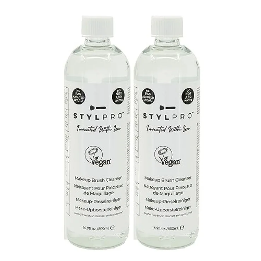 

stylPro Brush Cleanser 2x500ml Deep Cleaning Liquid for Makeup Brushes Removes Stubborn Oil Residue Ideal for Use Brush Cleaner