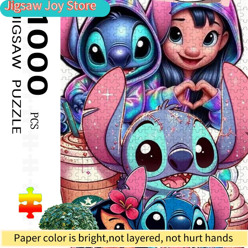 1000 elementów kolorowego puzzle z postaciami z kreskówek |   Żywy abstrakcyjny design, wzór animacyjny, wymagający i zabawny, Fam