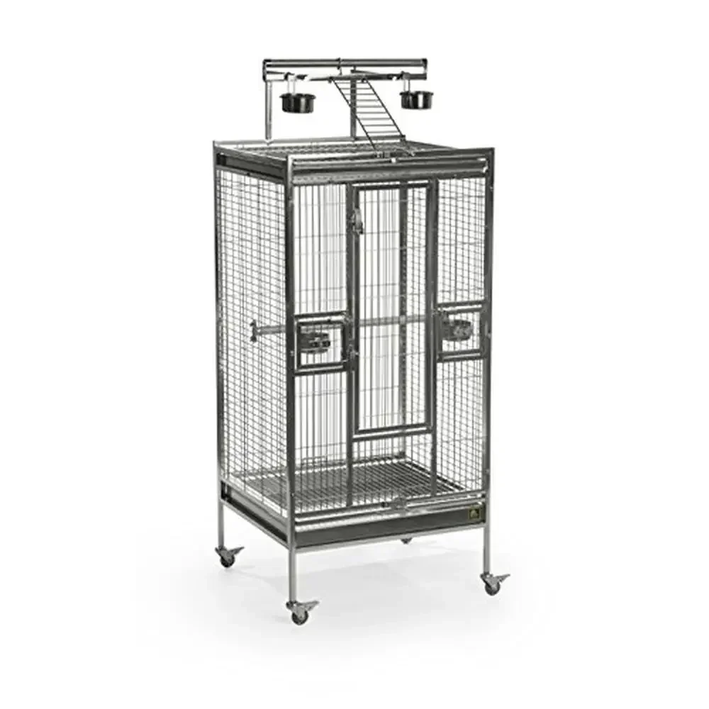 

Stainless Steel Play Top Bird Cage Medium Large Front Door with Bird-Proof Locks Stainless Steel Food & Water Cups Pull Out