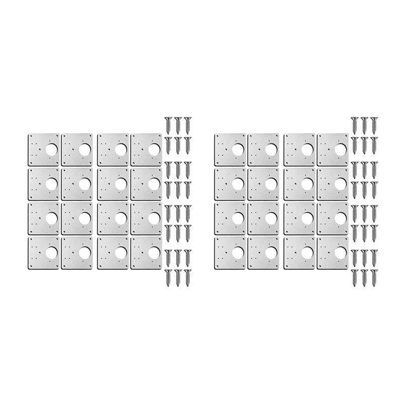 

20X Hinge Repair Plate Kit With Hole For Cabinet, Rust Resistant Plate Repair Brackets