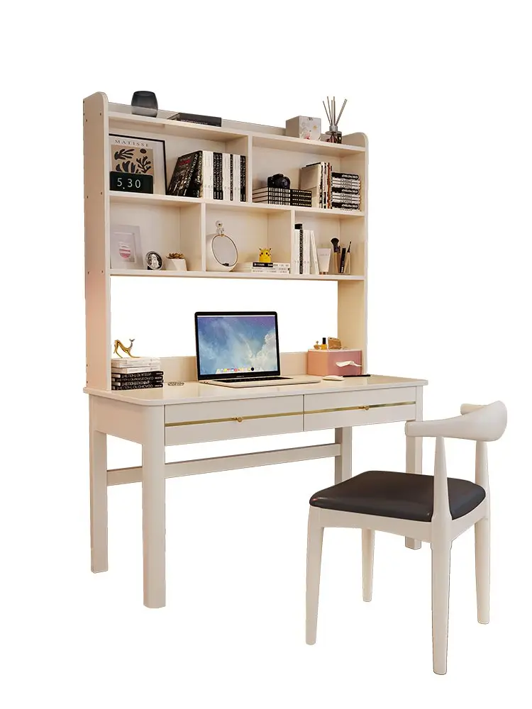 Full solid wood desk, bookshelf, bedroom, small-sized household writing desk, desktop computer desk