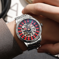 Authentic watches Rotating gambling table dial Men Fully Automatic Mechanical Watch Waterproof Steel Male Fashion Wristwatches