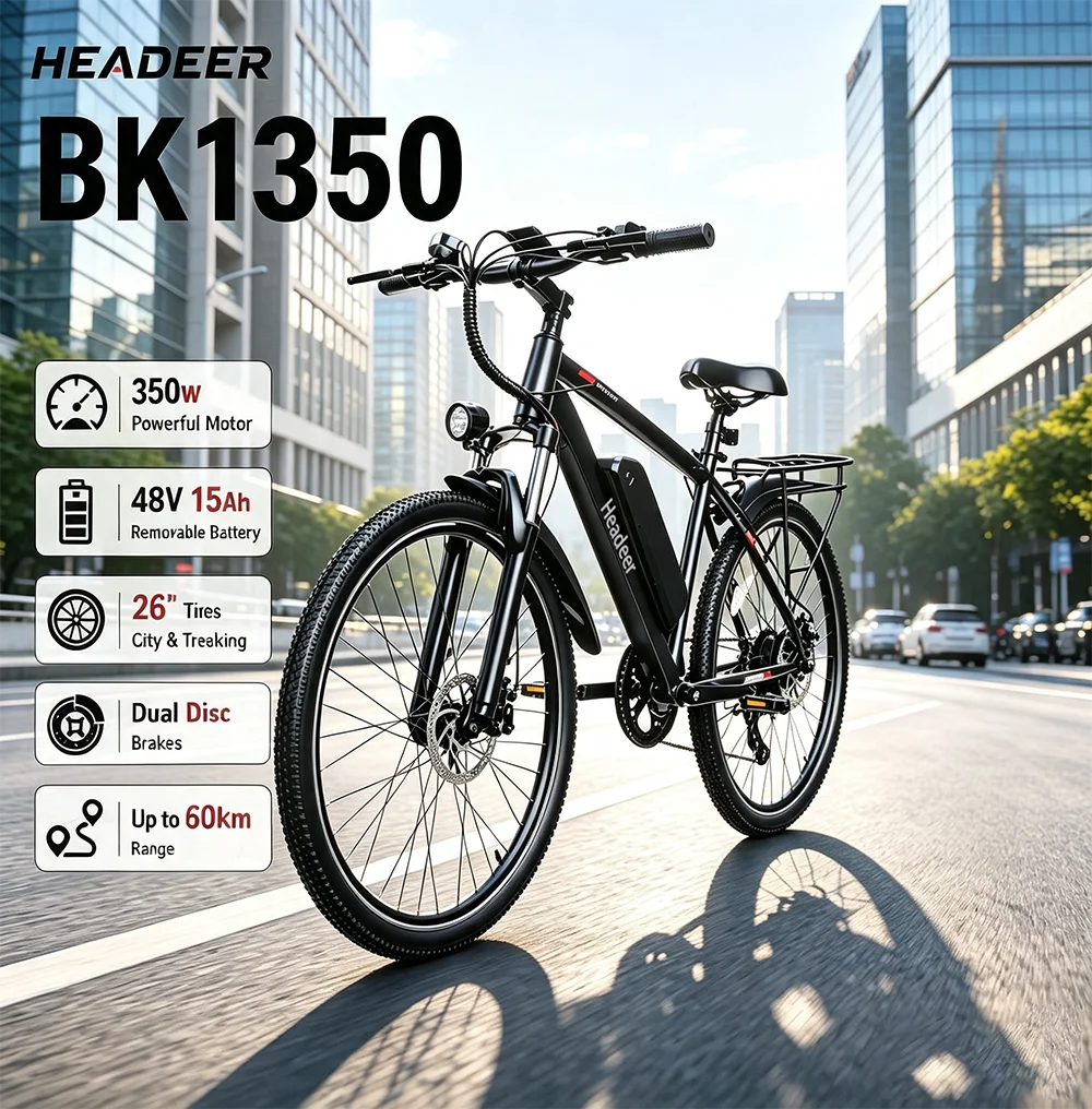 Image of Elektrofahrrad HEADER BK1350, Batterie 48V15Ah, 500W Motor, Höchstgeschwindigkeit 35 km/h, 26-Zoll-Reifen, 60 km Reichweite, Doppelscheibenbremsen