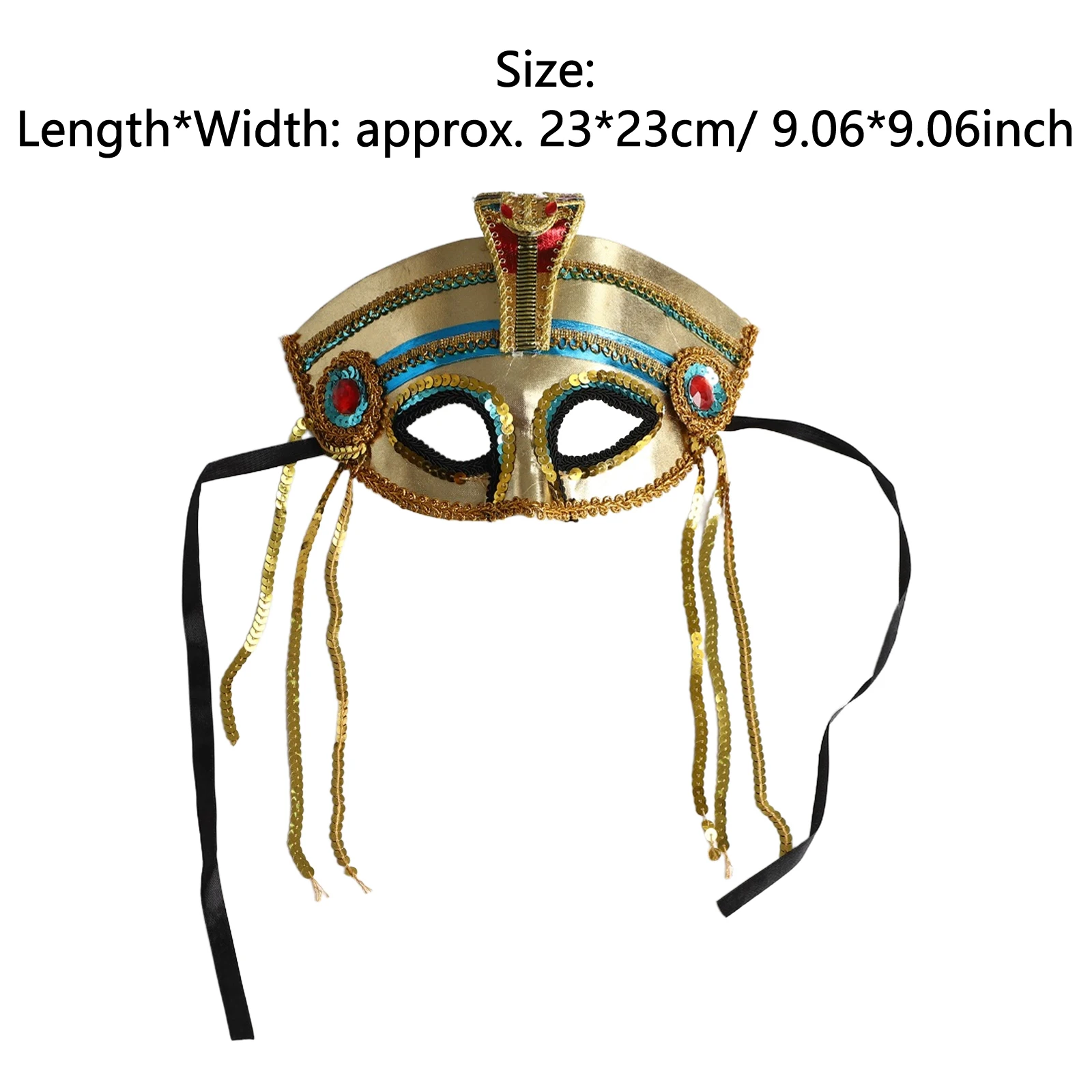 Halloween Cleopatra Pharaoh Egyptian Princess Mask Snake Head Sequin Gold Webbing Masquerade Half Face Mask for Women Girls Mask