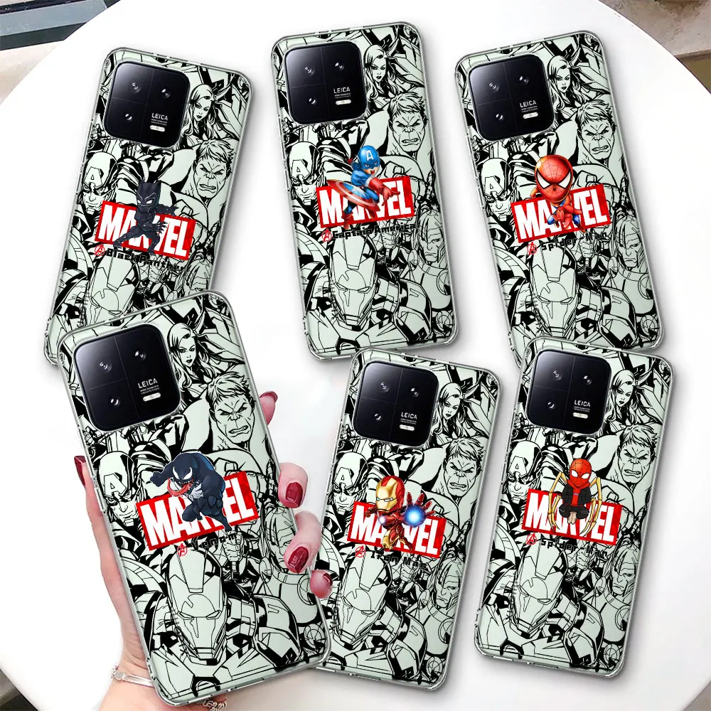 Marvel Ironman Spiderman Transparent Case for Xiaomi Mi 6X A2 11T 13 12 12X 12T 8 10T A3 CC9E 11 11i 5X A1 9 Soft Phone Cover